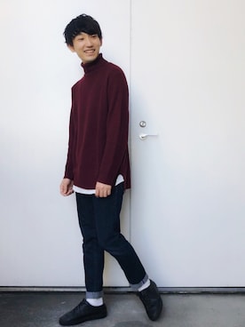 「WEGO（ウィゴー）のアイテム（デニムパンツ）」を使った、黒坂学さん（メンズ・171cm）の秋コーディネート