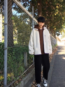 「アイラブCONVERSE」｜「アイテム（パンツ）」を使った、黒坂学さん（メンズ・171cm）の冬コーディネート