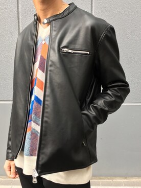 黒坂学さんの「WEGO/シングルライダースジャケット」を使ったコーディネート