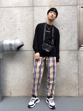 「Kappa（カッパ）のアイテム」を使った、黒坂学さん（メンズ・171cm）の春コーディネート