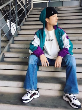 「WEGO（ウィゴー）のアイテム（ブルゾン）」を使った、黒坂学さん（メンズ・171cm）の春コーディネート