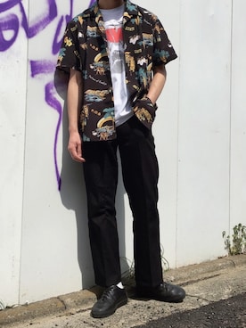 「アロハシャツ」｜黒坂学さん（メンズ・171cm）の春コーディネート