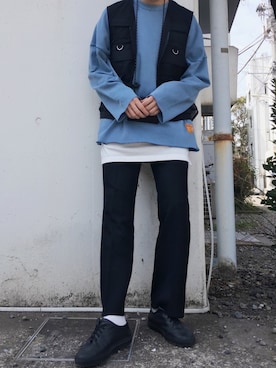 「アイテム（タンクトップ）」を使った、黒坂学さん（メンズ・171cm・20代）の春コーディネート