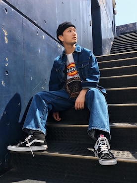 「WEGO（ウィゴー）のアイテム（デニムジャケット）」を使った、黒坂学さん（メンズ・171cm）の春コーディネート