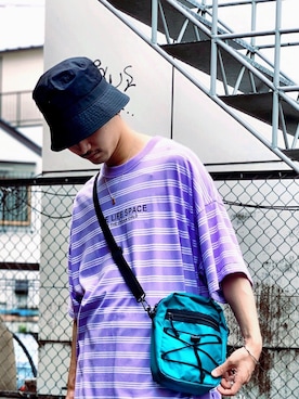 「WEGO（ウィゴー）のアイテム（Tシャツ/カットソー）」を使った、黒坂学さん（メンズ・170cm）の夏コーディネート