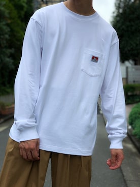 「BEN DAVIS（ベンデイビス）のアイテム（トップス）」を使った、黒坂学さん（メンズ・171cm）の秋コーディネート