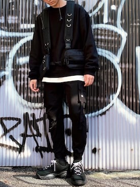「FILA（フィラ）のアイテム（スニーカー）」を使った、黒坂学さん（メンズ・171cm）の秋コーディネート