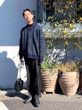 「WEGO（ウィゴー）のアイテム（ニット/セーター）」を使った、黒坂学さん（メンズ・171cm）の秋コーディネート