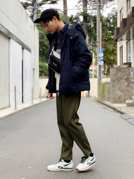 「WEGO（ウィゴー）のアイテム（ダウンジャケット/コート）」を使った、黒坂学さん（メンズ・171cm）の冬コーディネート