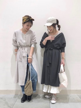 「CIAOPANIC TYPY（チャオパニックティピー）の【2WAY】サーマルヘンリータンク（タンクトップ）」を使った、NAOKO.sさん（レディース・158cm）の冬コーディネート