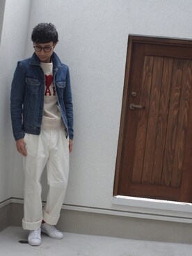 「フレンチカジュアル」｜「アイテム（デニムジャケット）」を使った、BT4.0さん（メンズ・172cm）の春コーディネート