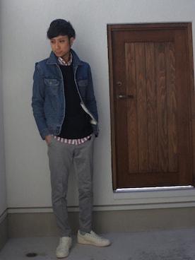 「フレンチカジュアル」｜「アイテム（デニムジャケット）」を使った、BT4.0さん（メンズ・172cm）の春コーディネート