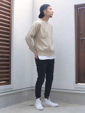「ZARA BASIC（ザラベーシック）のアイテム（パンツ）」を使った、BT4.0さん（メンズ・172cm）の春コーディネート