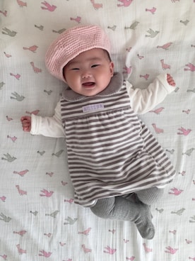 「babygap」｜「アイテム（ハンチング/ベレー帽）」を使った、RINAさん（キッズ・70cm）の冬コーディネート