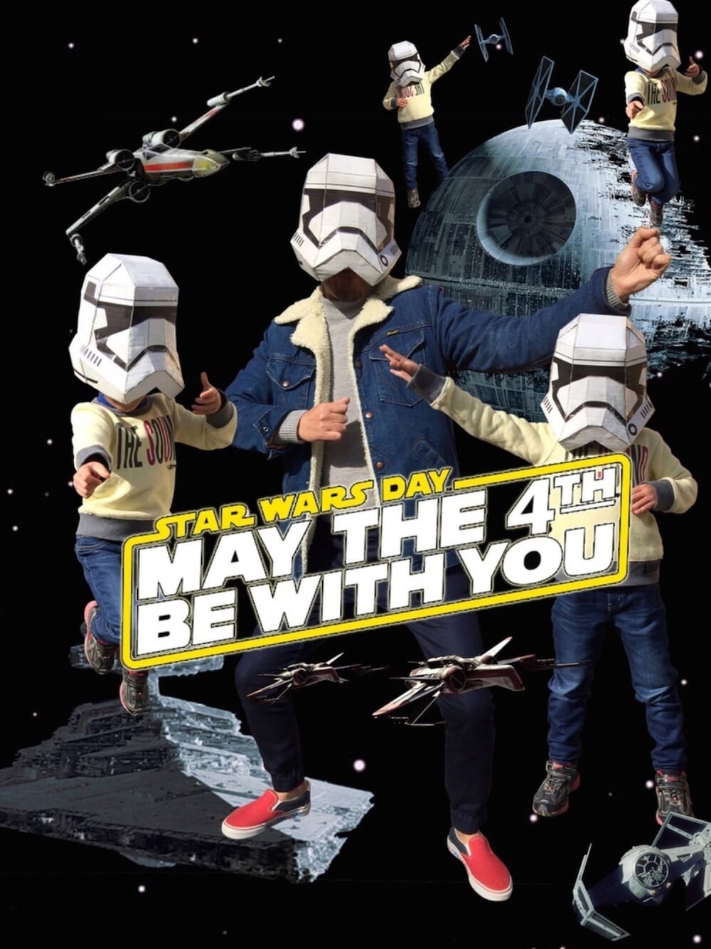 ブルー系のブルゾン、レッド系のスニーカー、ブルー系のデニムパンツを着用したメンズの春コーディネートの1枚目の写真