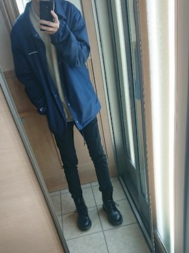 「Champion（チャンピオン）のアイテム（その他アウター）」を使った、おじさんさん（メンズ・170cm）の冬コーディネート