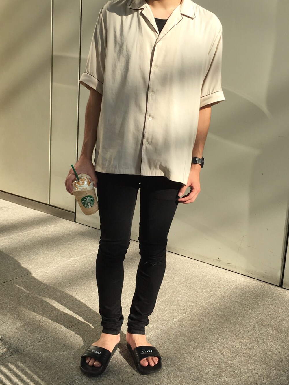 「クラネ、ジャーナルスタンダード、TIDWatches、Nudie jeans、summer、simple」｜「JOURNAL STANDARD relumeのGENDERLESS - ドロップオープンカラーシャツ#（シャツ/ブラウス、ホワイト系）」を使った、suzukei٩( 'ω' )و さん（メンズ・170cm）の夏コーディネートの1枚目の写真