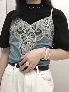 「古着好きな人と繋がりたい」｜「アイテム（キャミソール）」を使った、スイさん（レディース・157cm）の夏コーディネート