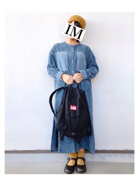 「AS KNOW AS PINKY（アズノゥアズピンキー）のアイテム（シャツワンピース）」を使った、Israndonさん（レディース・155cm）の秋コーディネート