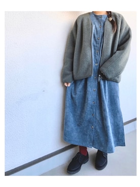 「AS KNOW AS PINKY（アズノゥアズピンキー）のアイテム（シャツワンピース）」を使った、Israndonさん（レディース・155cm）の冬コーディネート