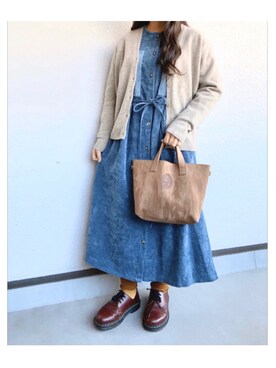 「AS KNOW AS PINKY（アズノゥアズピンキー）のアイテム（シャツワンピース）」を使った、Israndonさん（レディース・155cm）の冬コーディネート