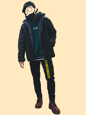 「FILA（フィラ）のアイテム（パーカー）」を使った、いしかわ！さん（メンズ・160cm）の冬コーディネート