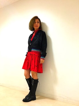 「アイテム（ナイロンジャケット）」を使った、MIHOさん（レディース・163cm）の秋コーディネート