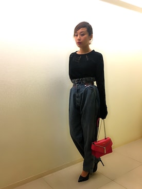「DIESEL（ディーゼル）の00S7XQ0KAOL（Tシャツ/カットソー、ホワイト系）」を使った、MIHOさん（レディース・163cm）の春コーディネート
