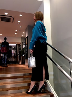 「DIESEL（ディーゼル）のアイテム（ニット/セーター、グリーン系）」を使った、MIHOさん（レディース・163cm）の夏コーディネート