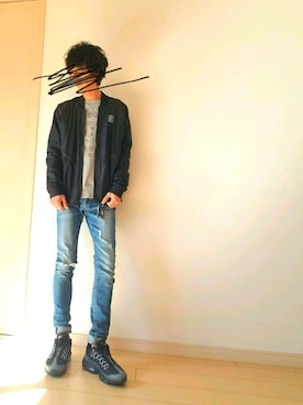 「airmax」｜「アイテム（ナイロンジャケット）」を使った、ｔａｋｕｙａさん（メンズ・173cm）の冬コーディネート