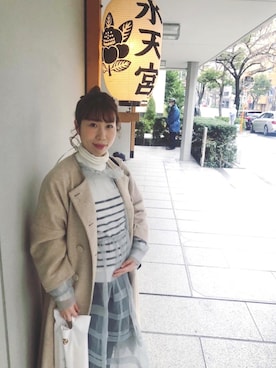 「オーガンジー」｜「アイテム（その他アウター）」を使った、まりこ。さん（レディース・154cm）の春コーディネート
