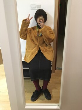 「STYLENANDA（スタイルナンダ）のアイテム（ジャンパースカート）」を使った、yakoさん（レディース・161cm）の冬コーディネート