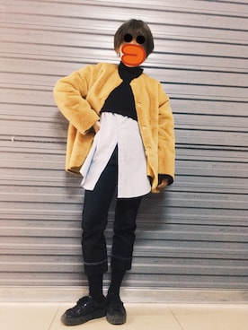 「STYLENANDA（スタイルナンダ）のアイテム（ピーコート）」を使った、yakoさん（レディース・161cm）の冬コーディネート