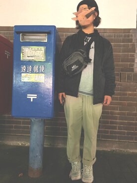 「STUSSY（ステューシー）のアイテム（ブルゾン）」を使った、チャンコマさん（レディース・165cm）の冬コーディネート