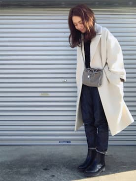 「IENA」｜「アイテム（チェスターコート）」を使った、a。さん（レディース・155cm）の秋コーディネート