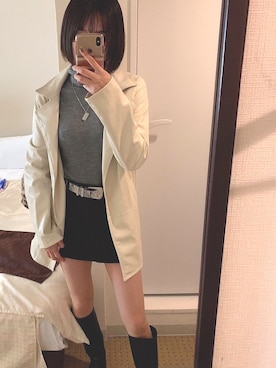 「Bershka（ベルシュカ）のアイテム（ジャケット/アウター、ベージュ系）」を使った、Saeさん（レディース・164cm）の秋コーディネート