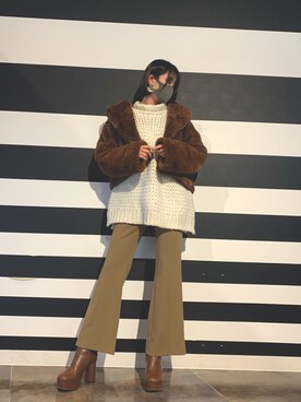 「DRESSLAVE（ドレスレイブ）のアイテム（ジャケット/アウター、ブラウン系）」を使った、Saeさん（レディース・164cm）の冬コーディネート