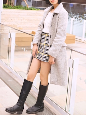 「mystic（ミスティック）のボリュームロングブーツ（ブーツ、ブラック系）」を使った、Saeさん（レディース・164cm）の冬コーディネート