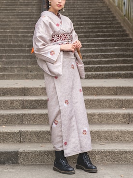 「Dr. Martens（ドクターマーチン）のアイテム（ブーツ、ブラック系）」を使った、Saeさん（レディース・164cm）の冬コーディネート