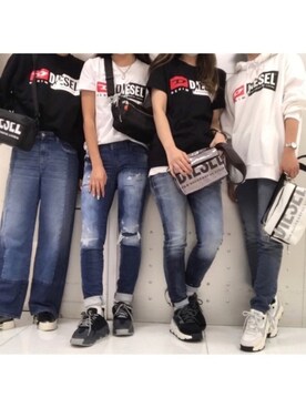 「DIESEL（ディーゼル）のアイテム（Tシャツ/カットソー）」を使った、KAXXHAさん（レディース・160cm）の夏コーディネート