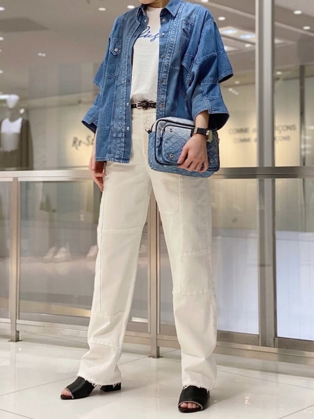 ブラウス シャツ デニムミックスパッチワークシャツ レディース cepo ブラウス シャツ デニムミックスパッチワークシャツ