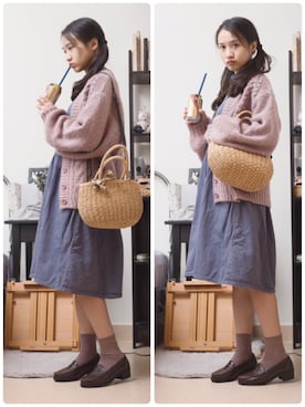 「MONKI（モンキ）のアイテム（ワンピース/ドレス）」を使った、鳗鳗さん（レディース・153cm）の春コーディネート