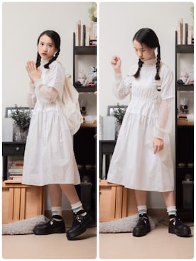 「emoiのアイテム」を使った、鳗鳗さん（レディース・153cm）の春コーディネート