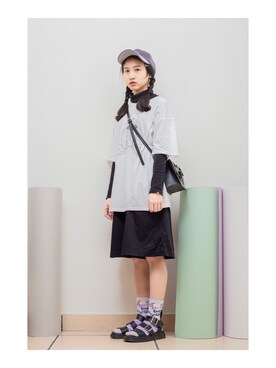 「:CHOCOOLATEのアイテム（パンツ）」を使った、鳗鳗さん（レディース・153cm）の春コーディネート