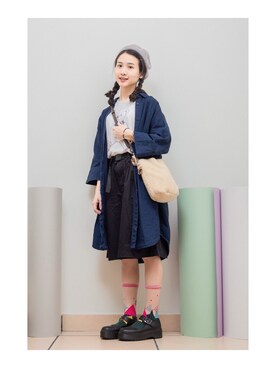 「:CHOCOOLATEのアイテム（パンツ）」を使った、鳗鳗さん（レディース・153cm）の春コーディネート