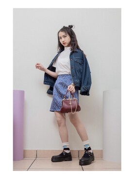 「日系休闲」｜「アイテム（ジャケット/アウター）」を使った、鳗鳗さん（レディース・153cm）の春コーディネート