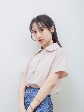「日系休闲」｜「アイテム（アクセサリー）」を使った、鳗鳗さん（レディース・153cm）の春コーディネート