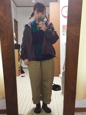 「レトロ」｜「アイテム（デニムジャケット）」を使った、rumiさん（レディース・154cm）の秋コーディネート
