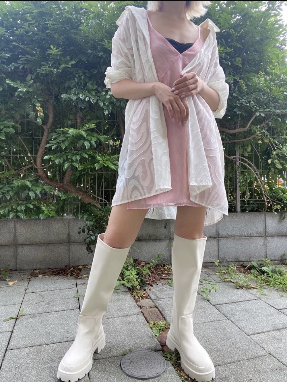 「vintage、古着、lilLilly、ZARA、pink、white、ゼブラ柄」｜「lilLillyのゼブラプリントキャミワンピ（ワンピース、ピンク系）」を使った、RINAさん（レディース・157cm）の夏コーディネートの1枚目の写真