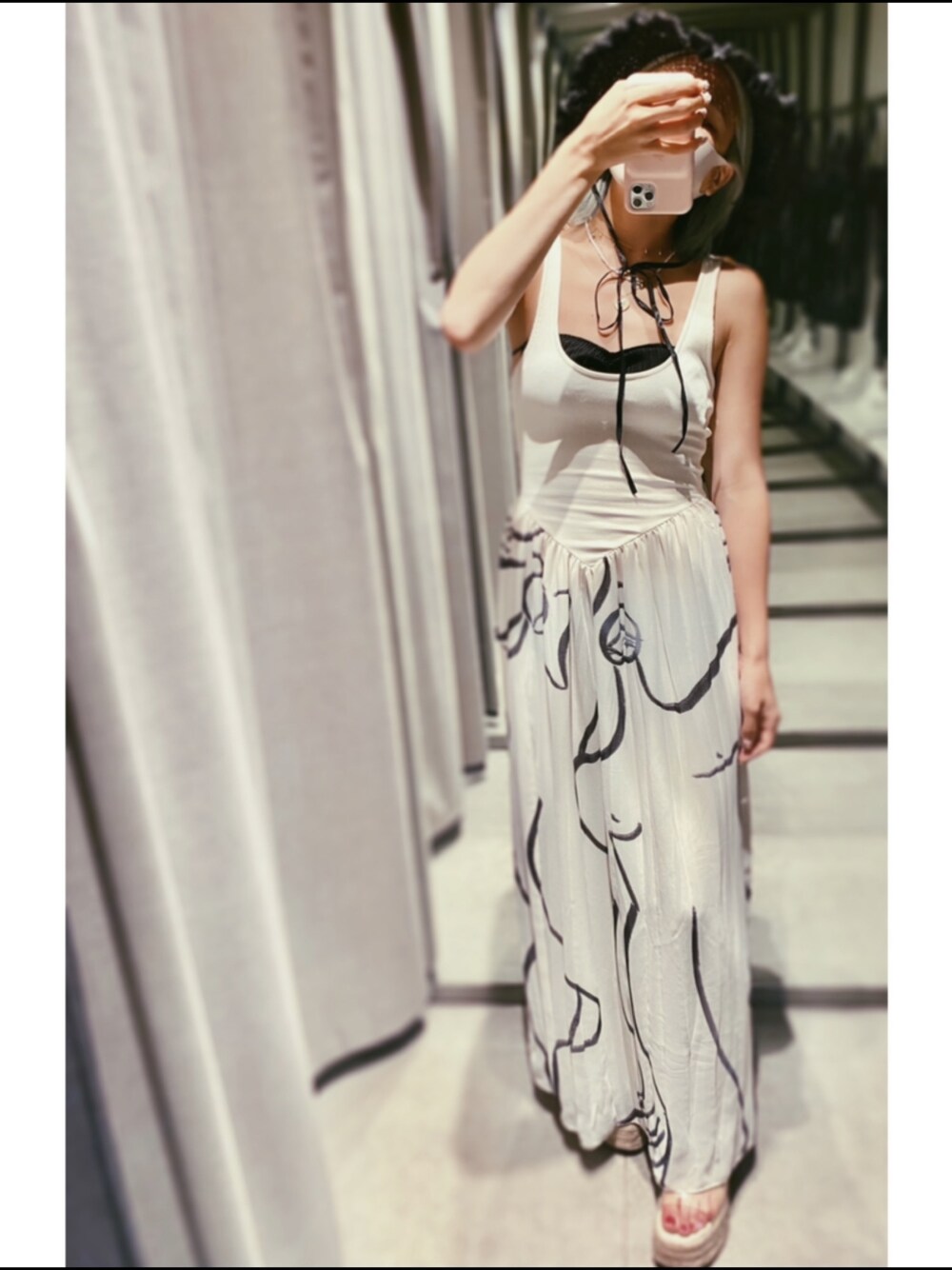 「ZARA、sister、ワンピース、夏コーデ、サマースタイル」｜「ZARAのアイテム（ワンピース/ドレス、ホワイト系）」を使った、RINAさん（レディース・157cm）の夏コーディネートの1枚目の写真
